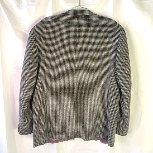 MADE IN POLAND WOOL BLAZER PREMIUM HOUNDSTOOTH BLAZER MULTICOLOUR MEN  SIZE 44R - Picture 4 of 9